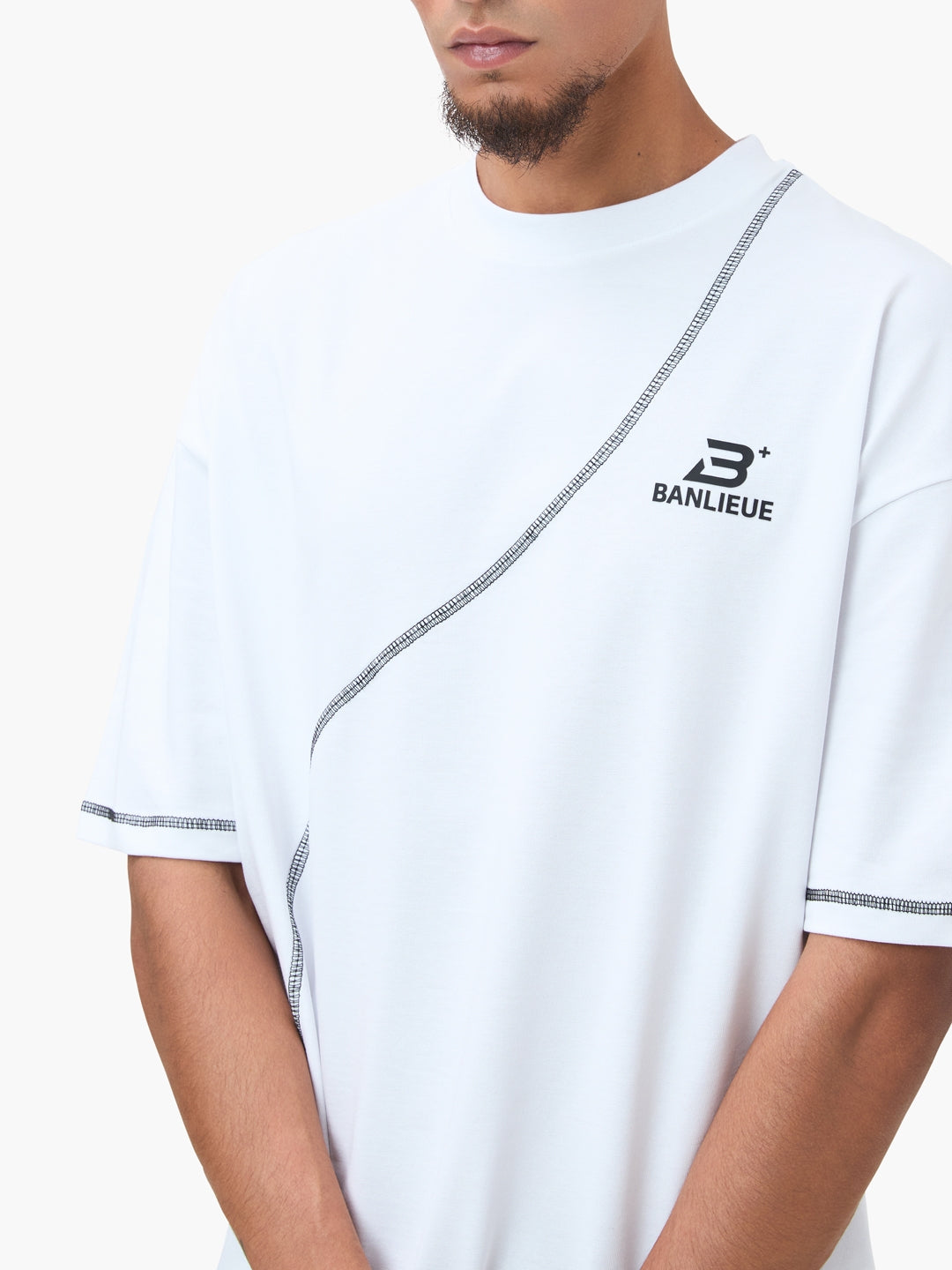 CONTRAST STITCH T-SHIRT | WHITE / BLACK