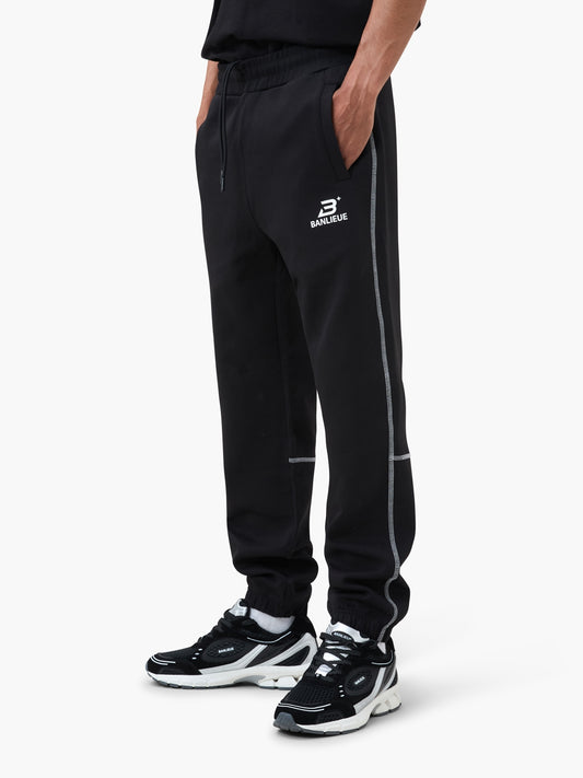CONTRAST STITCH SWEATPANTS | BLACK / WHITE
