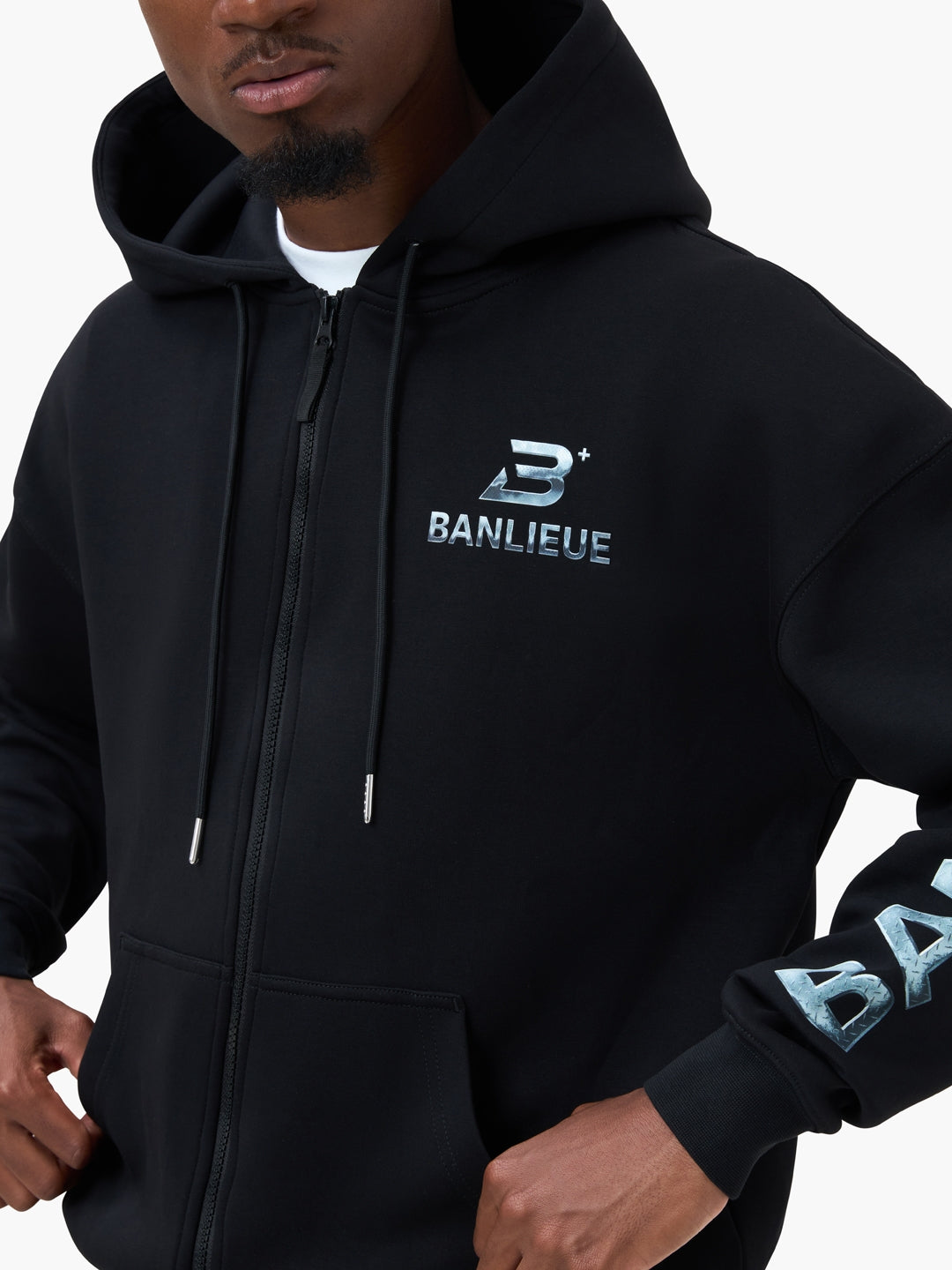 CHROME V2 HOODED VEST | BLACK / SILVER
