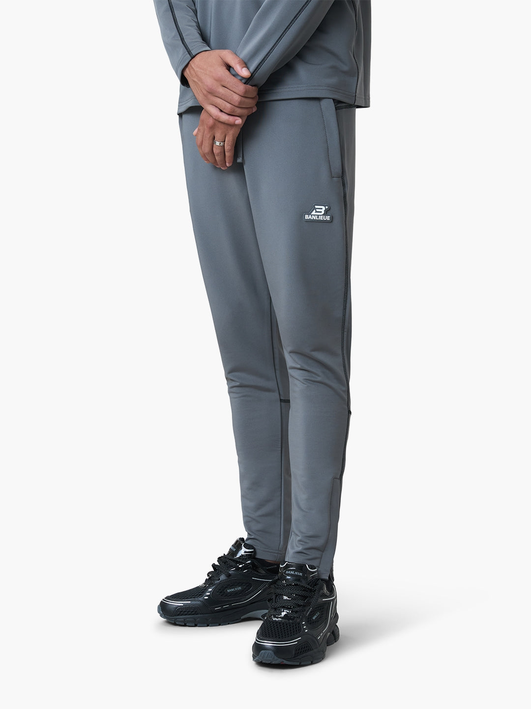 CONTRAST STITCH HALFZIP BOTTOM | GREY / BLACK