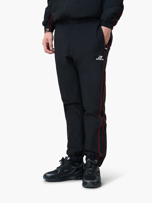 CONTRAST STITCH RETRO TRACKPANTS | BLACK / RED