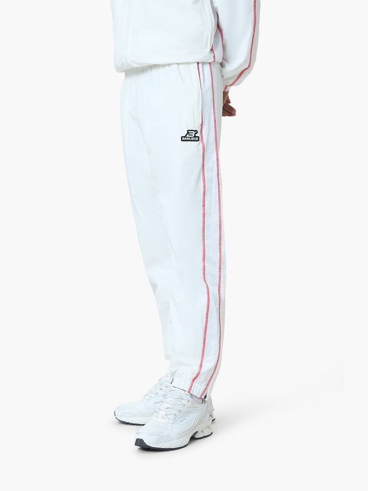 CONTRAST STITCH RETRO TRACKPANTS | WHITE / RED