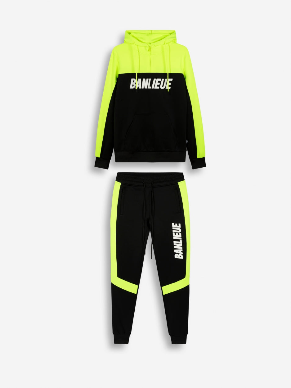 Tracksuit à capuche 3D | Vert citron / noir
