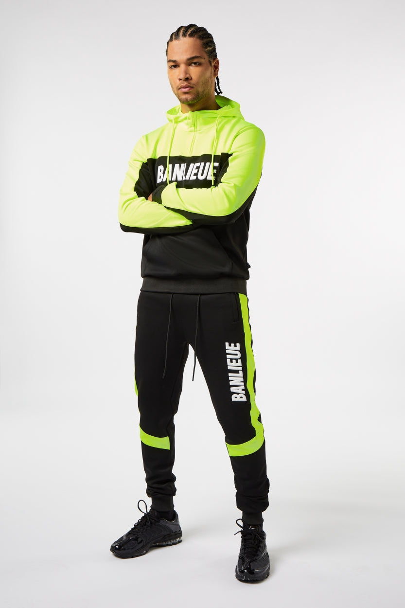 Tracksuit à capuche 3D | Vert citron / noir