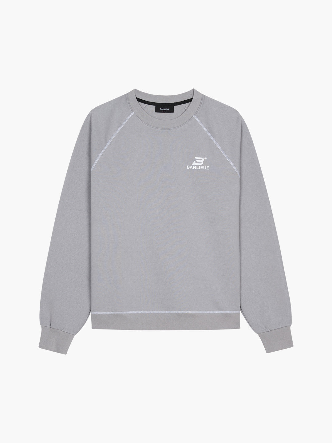 CONTRAST STITCH SWEATER | ALLOY GREY / WHITE