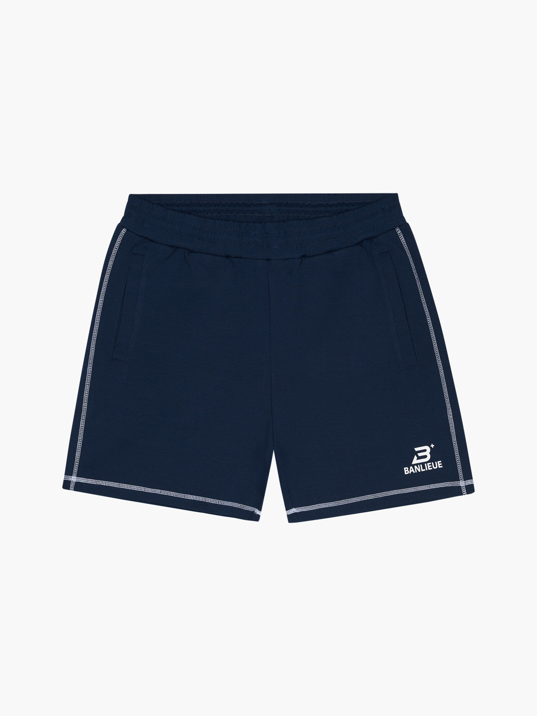 CONTRAST STITCH SHORTS | NAVY / WHITE