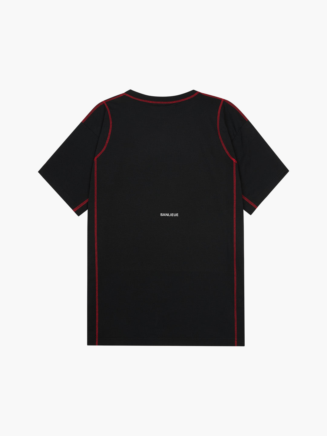 CONTRAST STITCH T-SHIRT | BLACK / RED