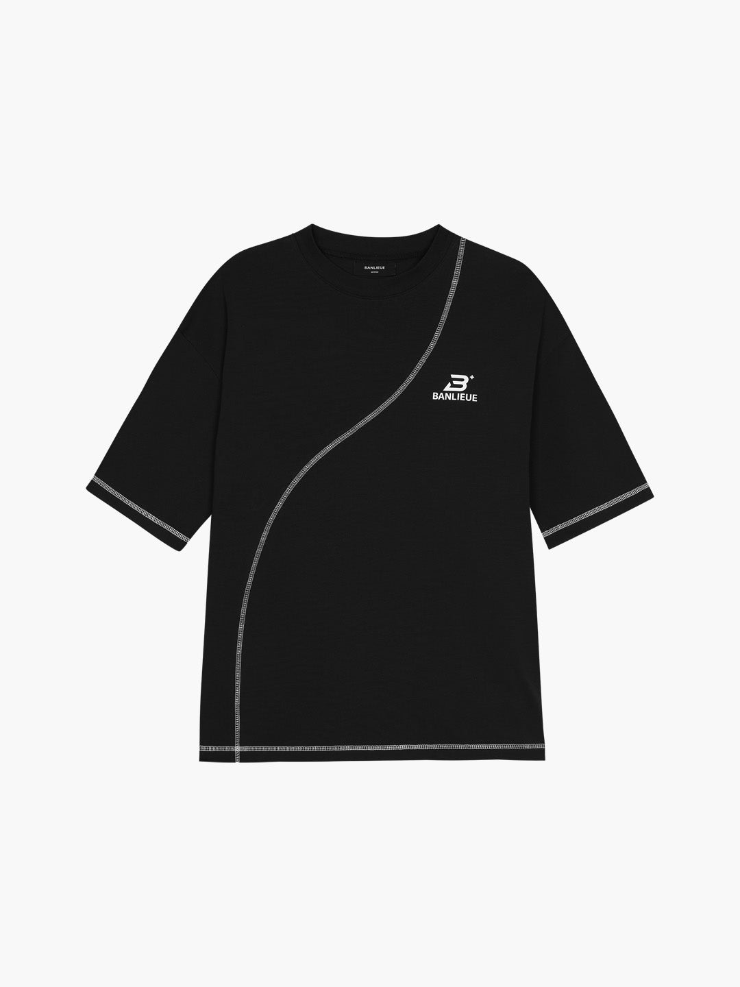 CONTRAST STITCH T-SHIRT | BLACK / WHITE