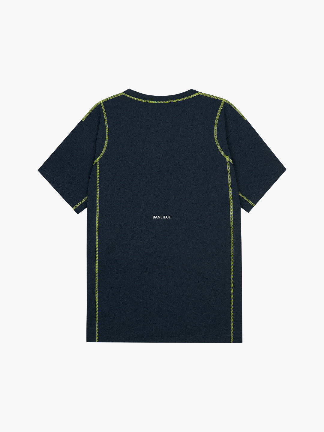 CONTRAST STITCH T-SHIRT | NAVY / LIME