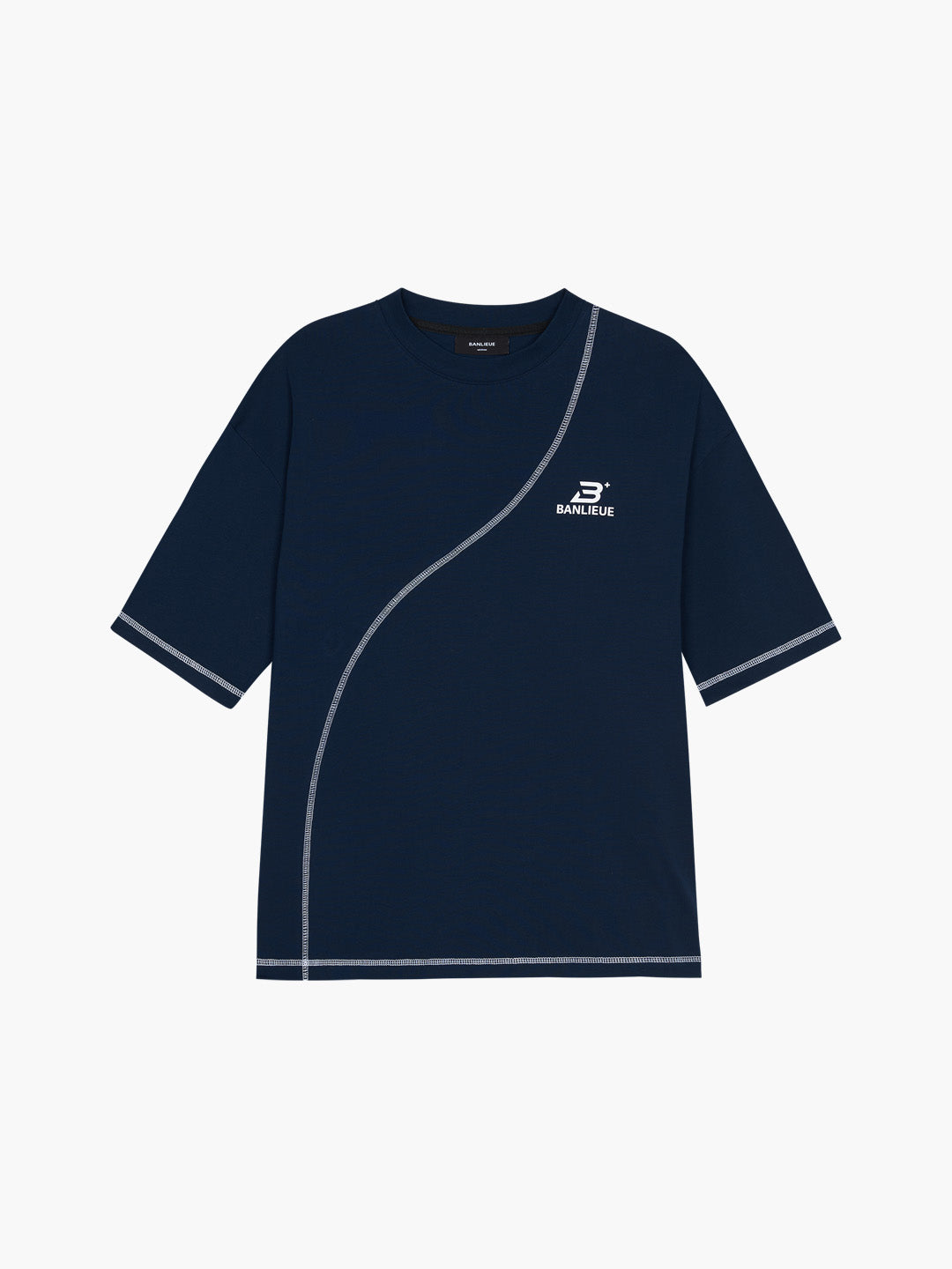 CONTRAST STITCH T-SHIRT | NAVY / WHITE