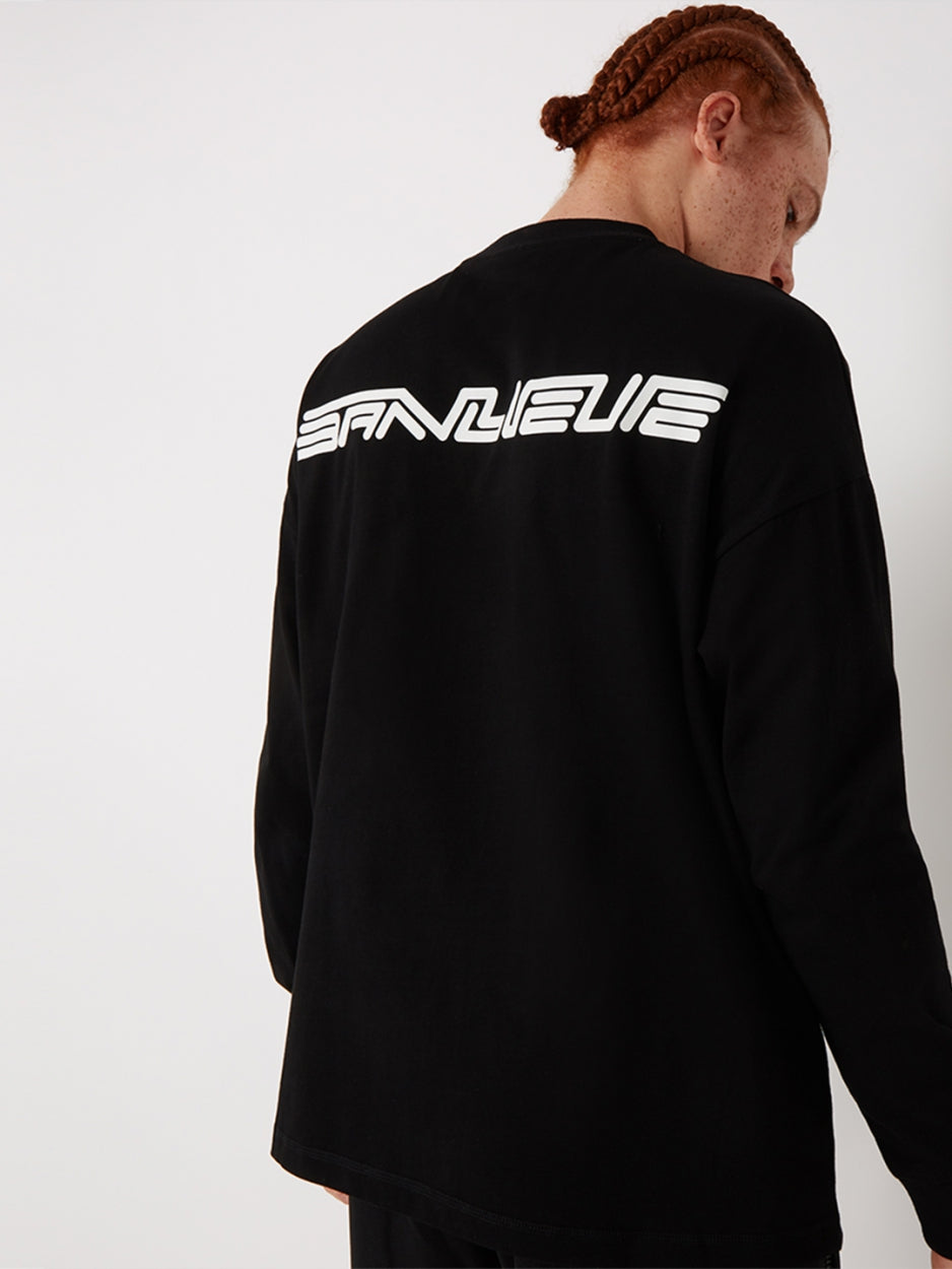 DIAGONAL STITCH OVERSIZED LONGSLEEVE | BLACK