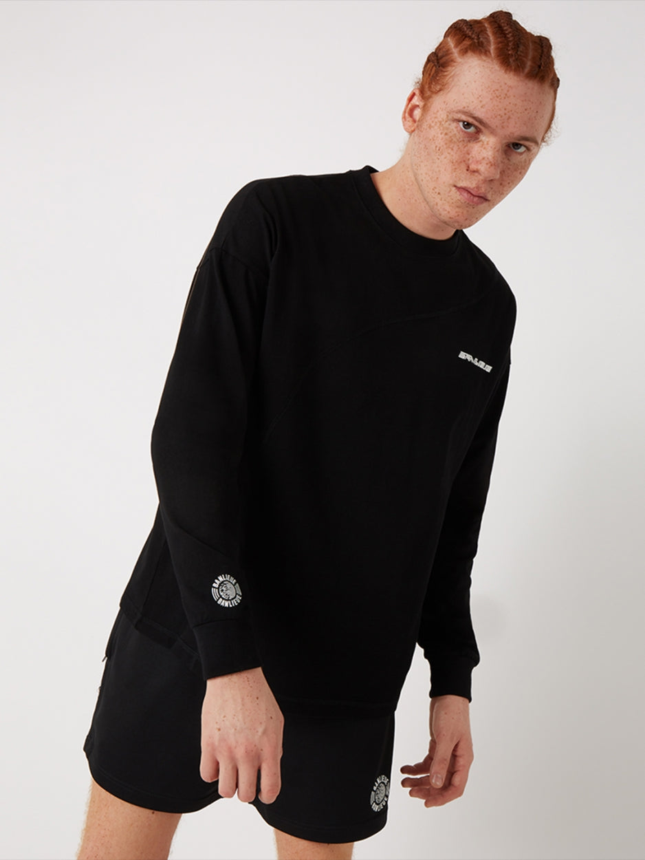 DIAGONAL STITCH OVERSIZED LONGSLEEVE | BLACK
