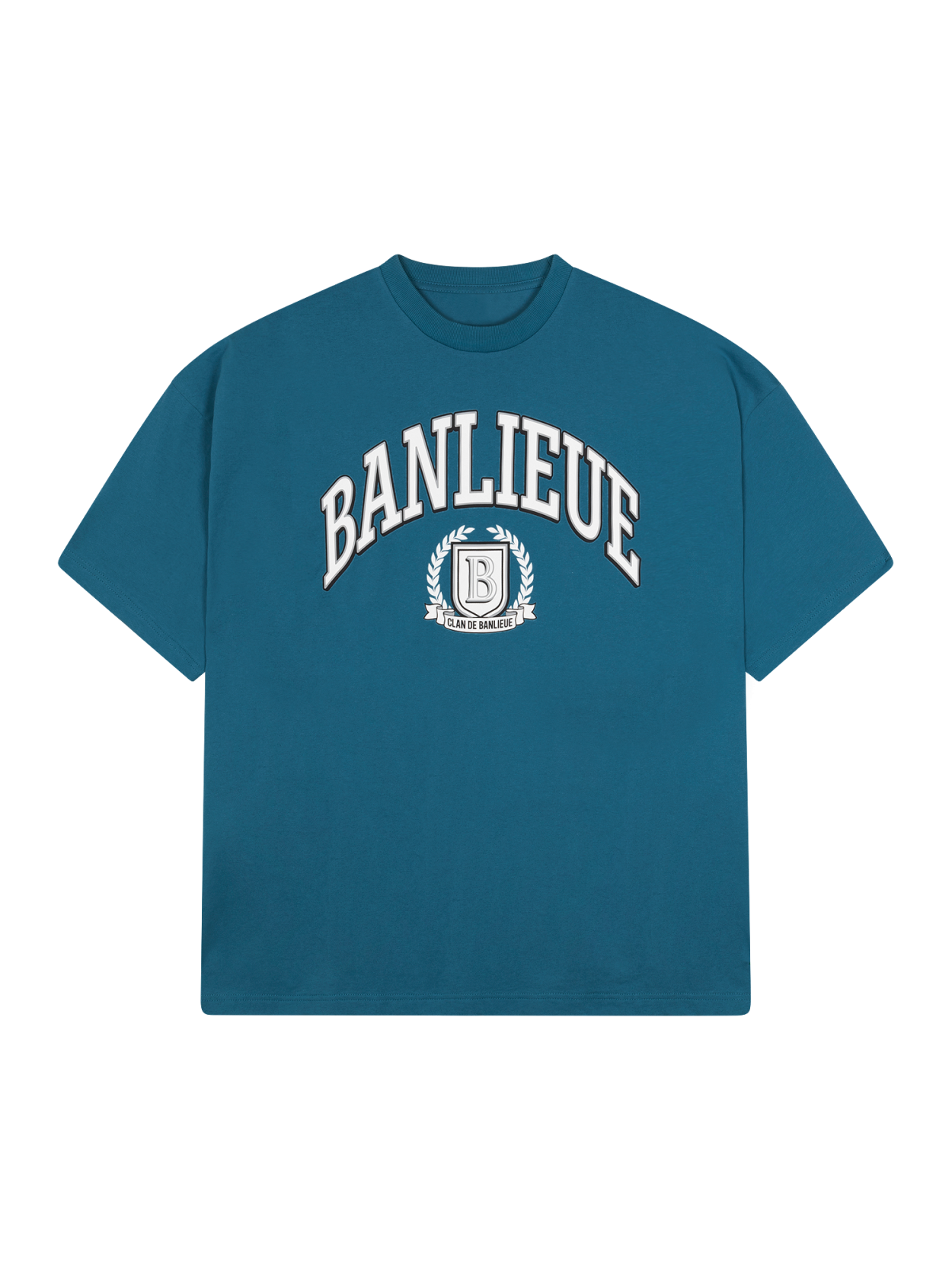 Crest T shirt steel blue BANLIEUE