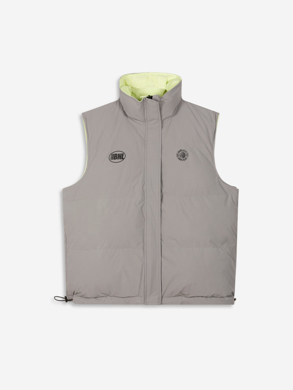 REVERSIBLE BODYWARMER | COOL GREY / LIME CREAM