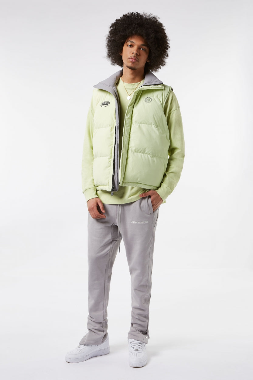 REVERSIBLE BODYWARMER | COOL GREY / LIME CREAM