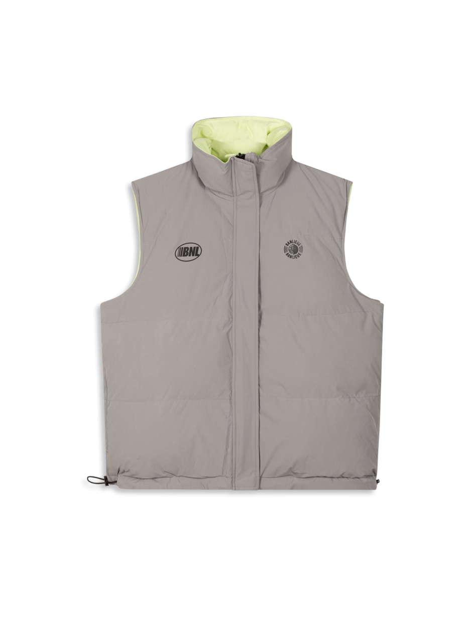 REVERSIBLE BODYWARMER | COOL GREY / LIME CREAM