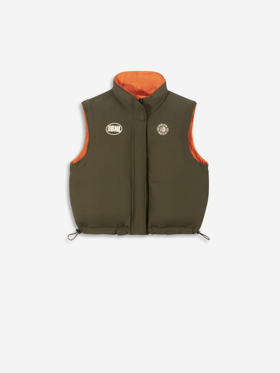 BANLIEUE | REVERSIBLE PUFFER JACKET | KHAKI/ORANGE