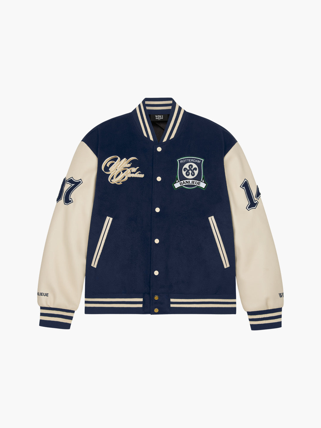 BANLIEUE X WOEI - VARSITY JACKET | NAVY / OFF WHITE