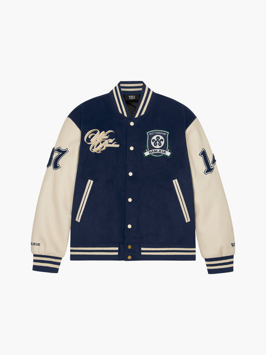 BANLIEUE X WOEI - VARSITY JACKET | NAVY / OFF WHITE