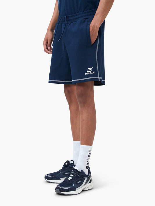 CONTRAST STITCH SHORTS | NAVY / WHITE
