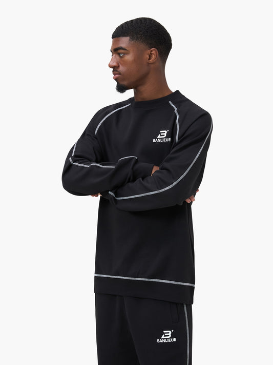 CONTRAST STITCH SWEATER | BLACK / WHITE