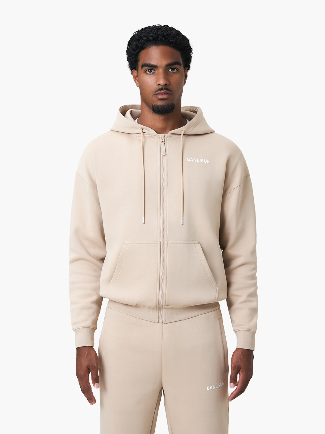 SCRIPT HOODED VEST | BEIGE