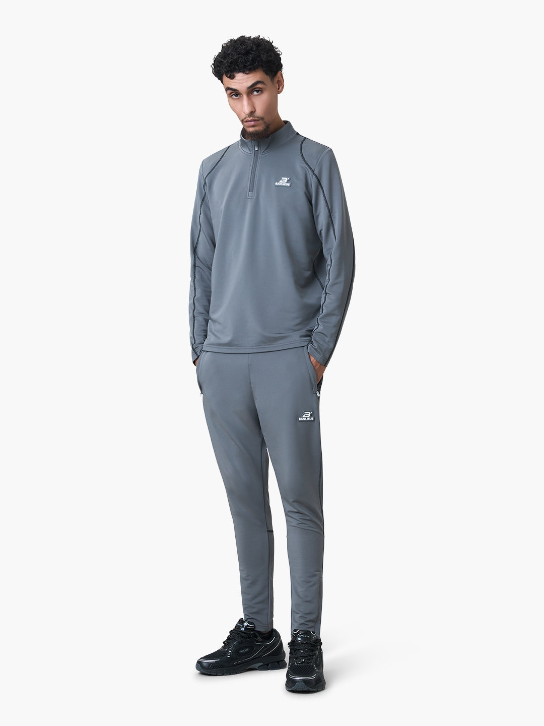 CONTRAST STITCH HALFZIP BOTTOM | GREY / BLACK