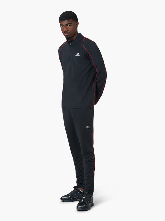 CONTRAST STITCH HALFZIP BOTTOM | BLACK / RED