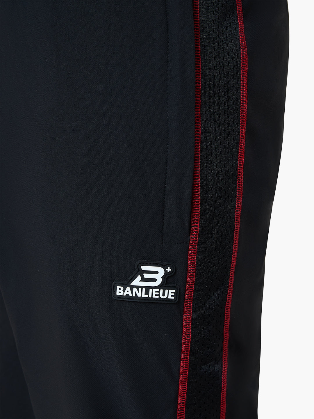 CONTRAST STITCH RETRO TRACKPANTS | BLACK / RED