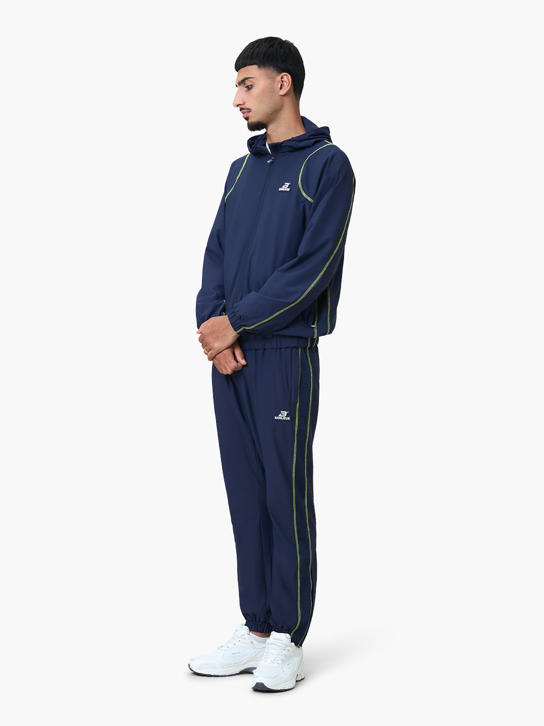 CONTRAST STITCH RETRO TRACKPANTS | NAVY / LIME