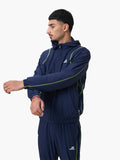CONTRAST STITCH RETRO HOODED TRACKTOP | NAVY / LIME
