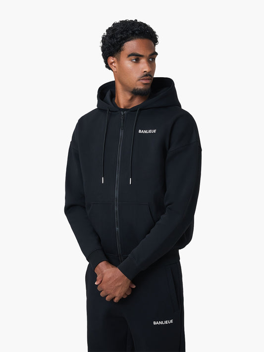 SCRIPT HOODED VEST | BLACK