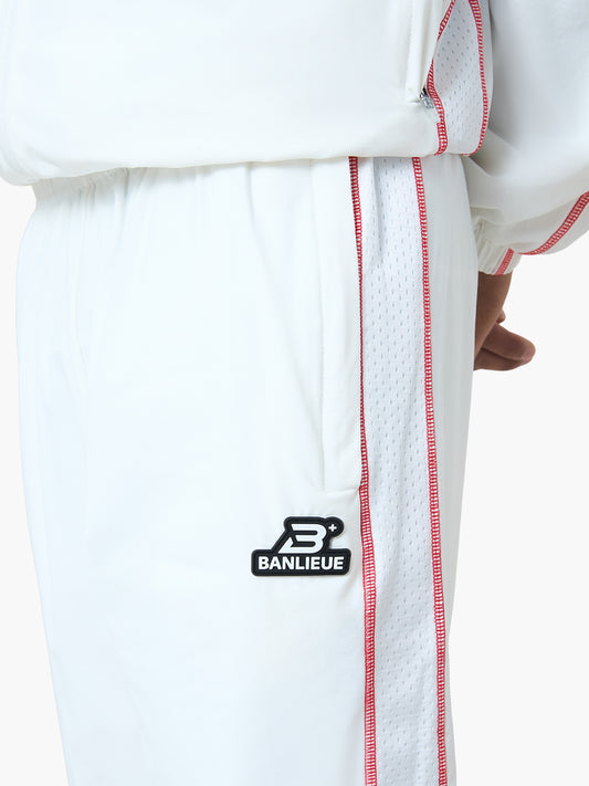 CONTRAST STITCH RETRO TRACKPANTS | WHITE / RED