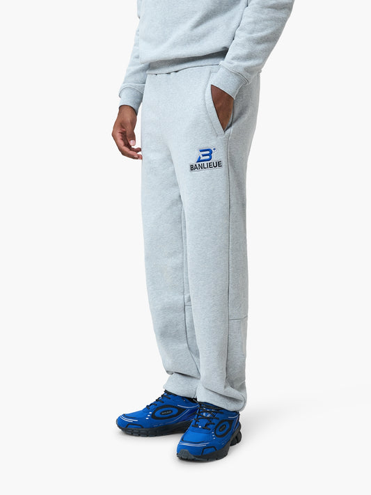 CHENILLE B+ SWEATPANTS | HEATHER GREY / ROYAL BLUE