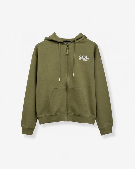 SOL | SCRIPT ZIP HOODIE | NARDO GREEN