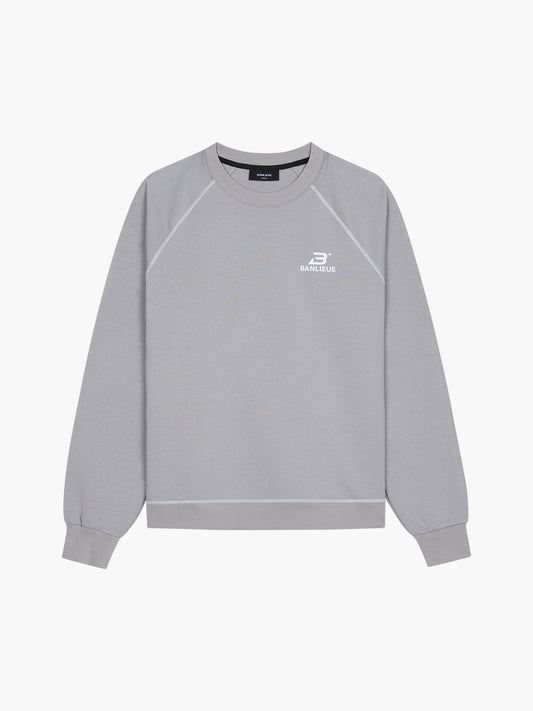 CONTRAST STITCH SWEATER | ALLOY GREY / WHITE