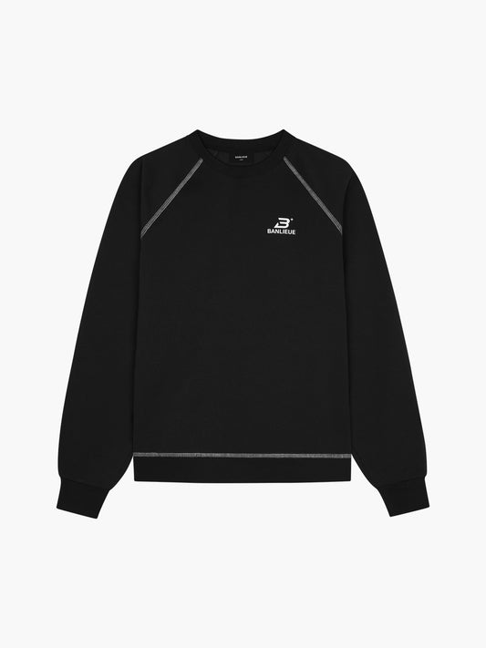 CONTRAST STITCH SWEATER | BLACK / WHITE
