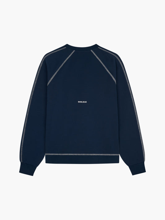 CONTRAST STITCH SWEATER | NAVY / WHITE