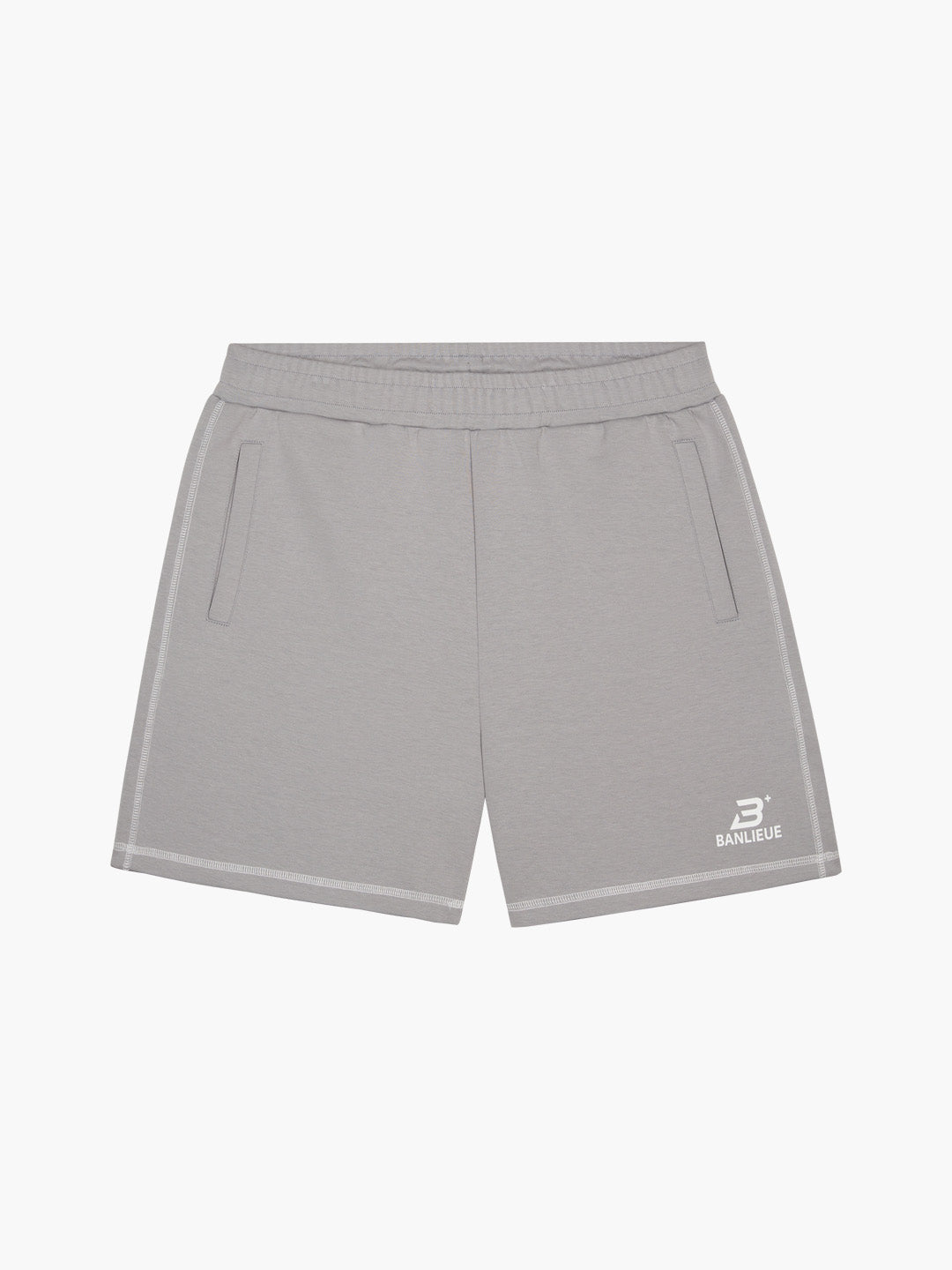 CONTRAST STITCH SHORTS | ALLOY GREY / WHITE