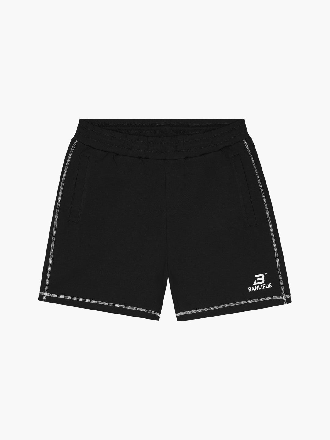CONTRAST STITCH SHORTS | BLACK / WHITE
