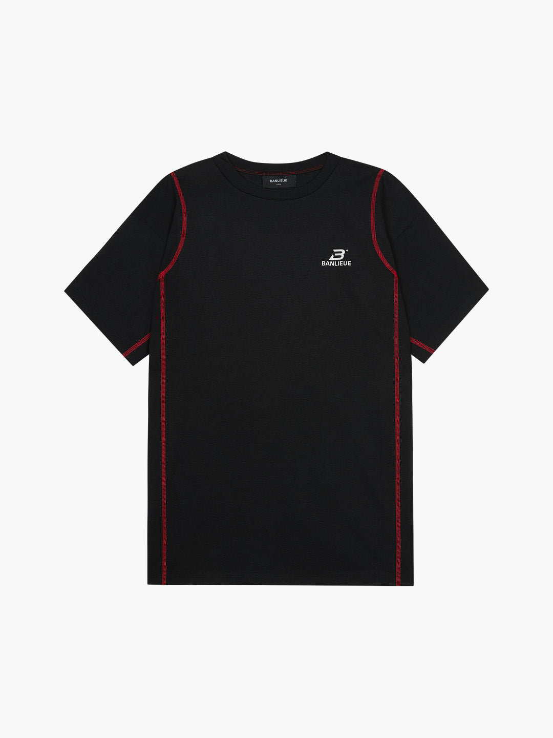 CONTRAST STITCH T-SHIRT | BLACK / RED