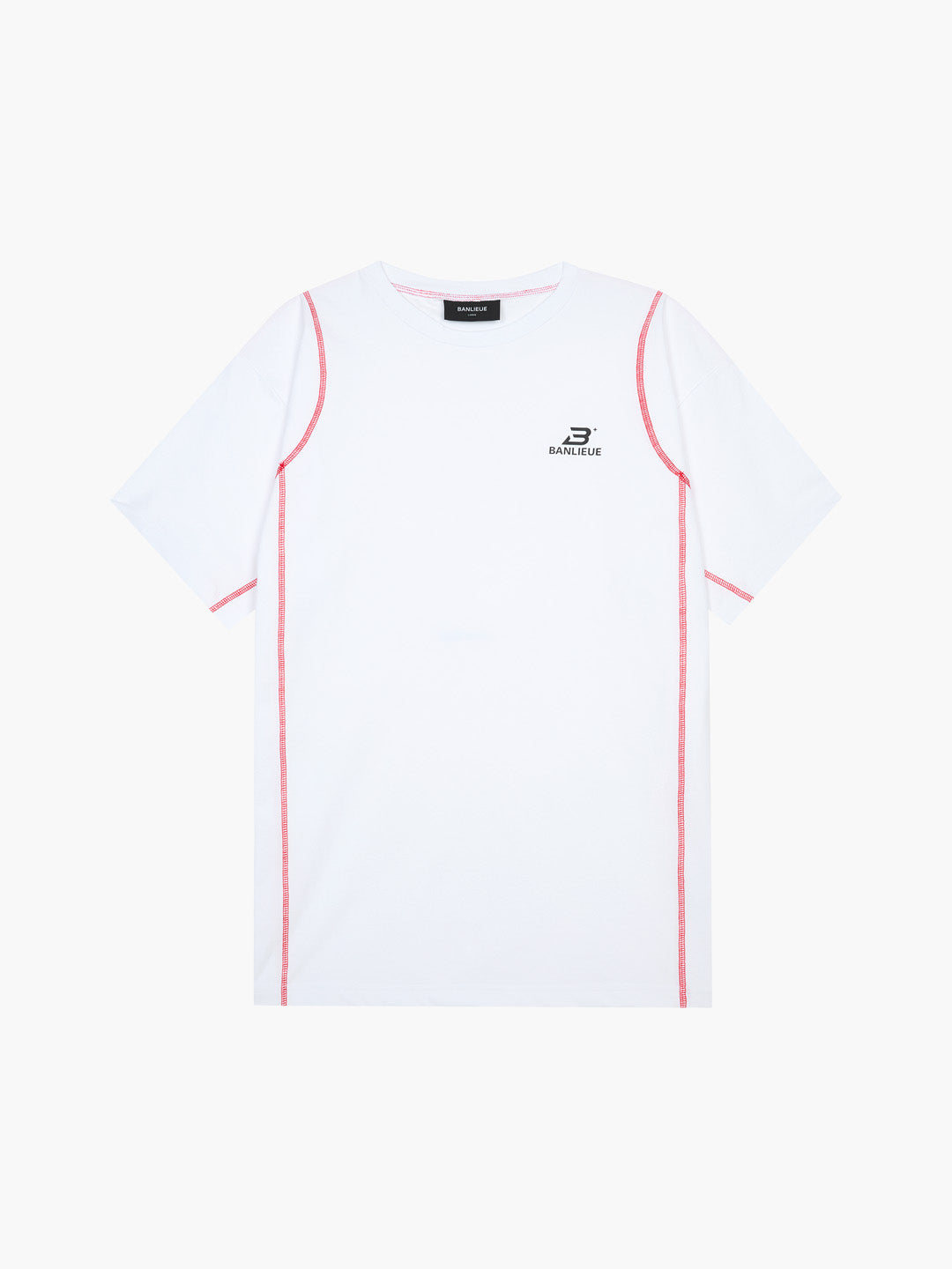 CONTRAST STITCH T-SHIRT | WHITE / RED
