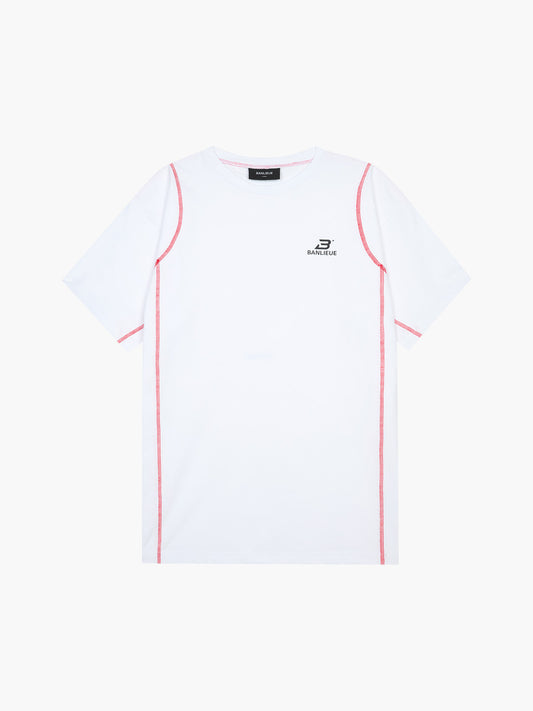 CONTRAST STITCH T-SHIRT | WHITE / RED