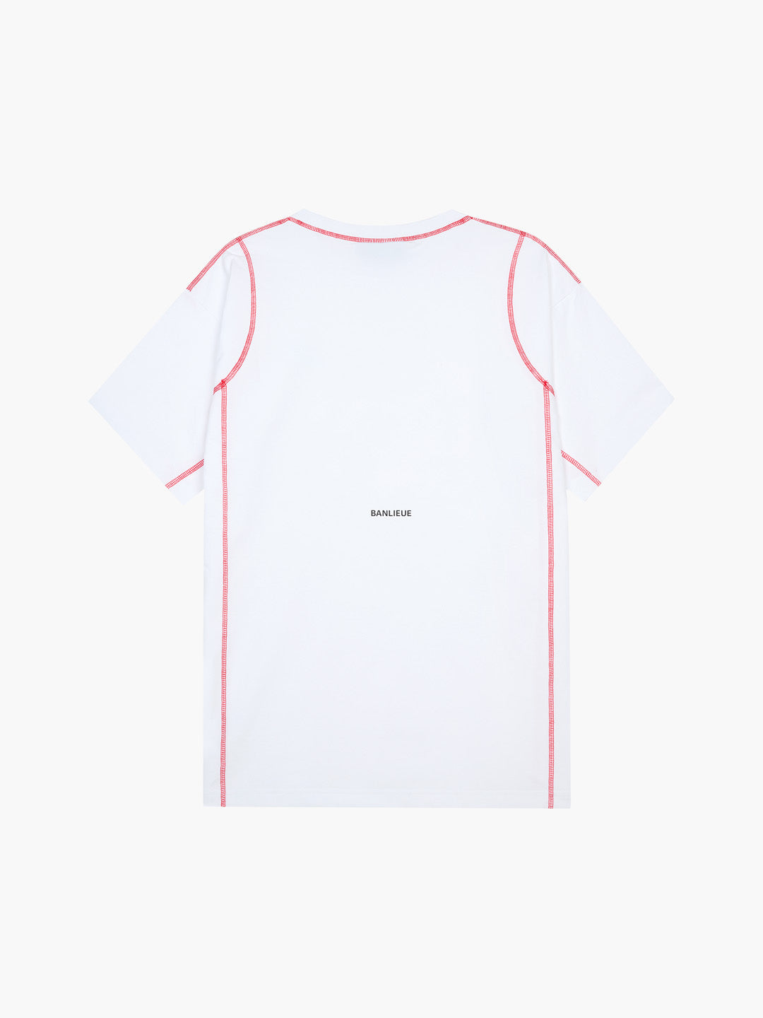 CONTRAST STITCH T-SHIRT | WHITE / RED