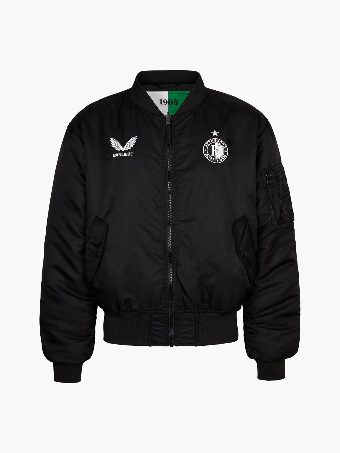 FEYENOORD REVERSIBLE BOMBER JACKET | BLACK / JOLLY GREEN / WHITE