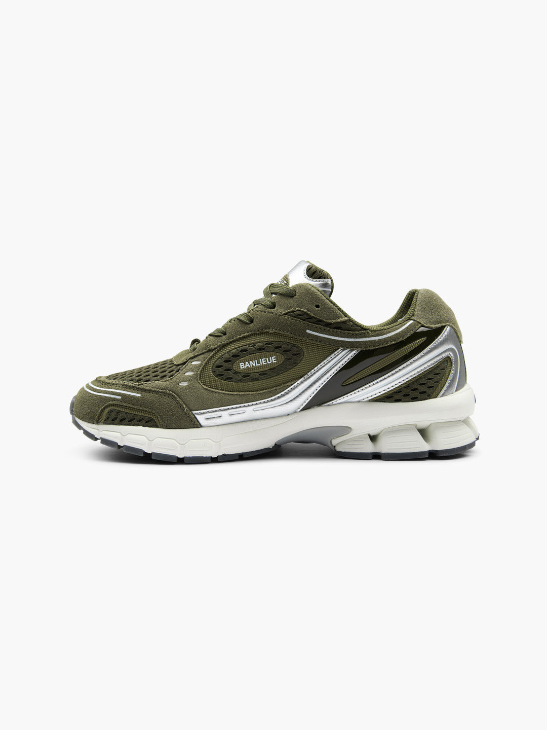BANLIEUE SNEAKER (SUEDE) | OLIVE GREEN / METALLIC SILVER / CORE WHITE