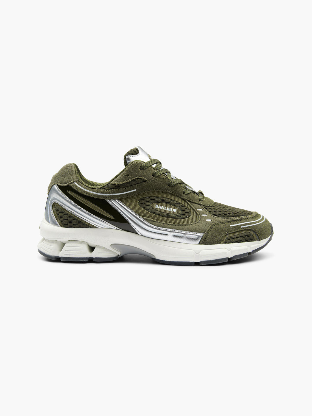 BANLIEUE SNEAKER (SUEDE) | OLIVE GREEN / METALLIC SILVER / CORE WHITE