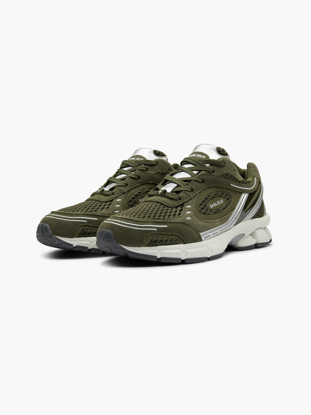 BANLIEUE SNEAKER (SUEDE) | OLIVE GREEN / METALLIC SILVER / CORE WHITE