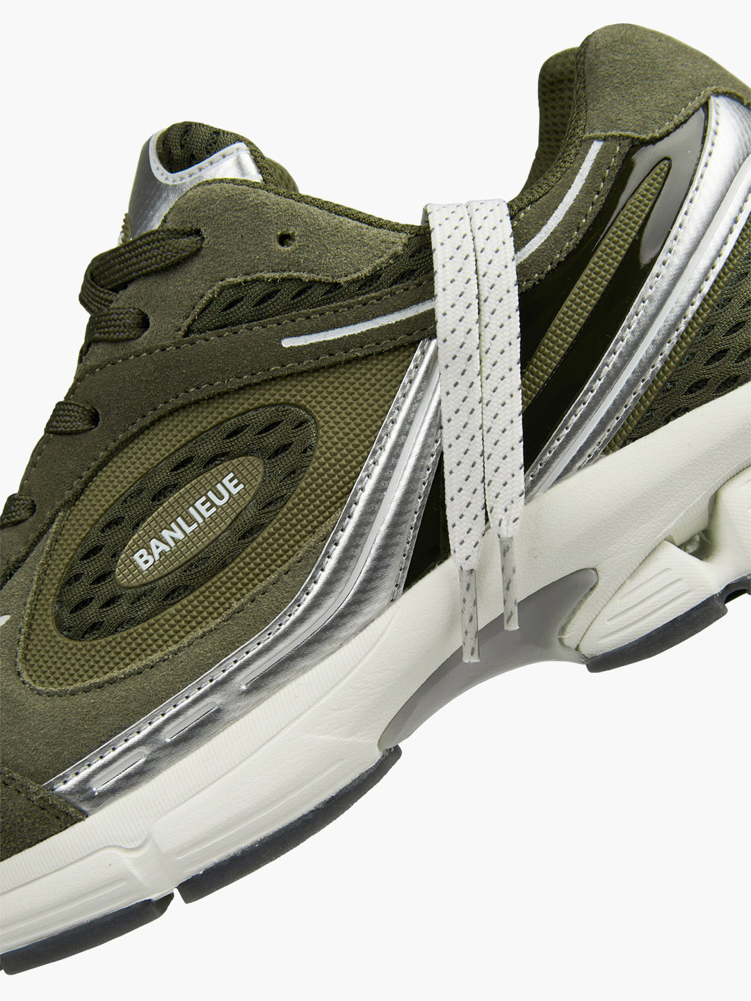 BANLIEUE SNEAKER (SUEDE) | OLIVE GREEN / METALLIC SILVER / CORE WHITE
