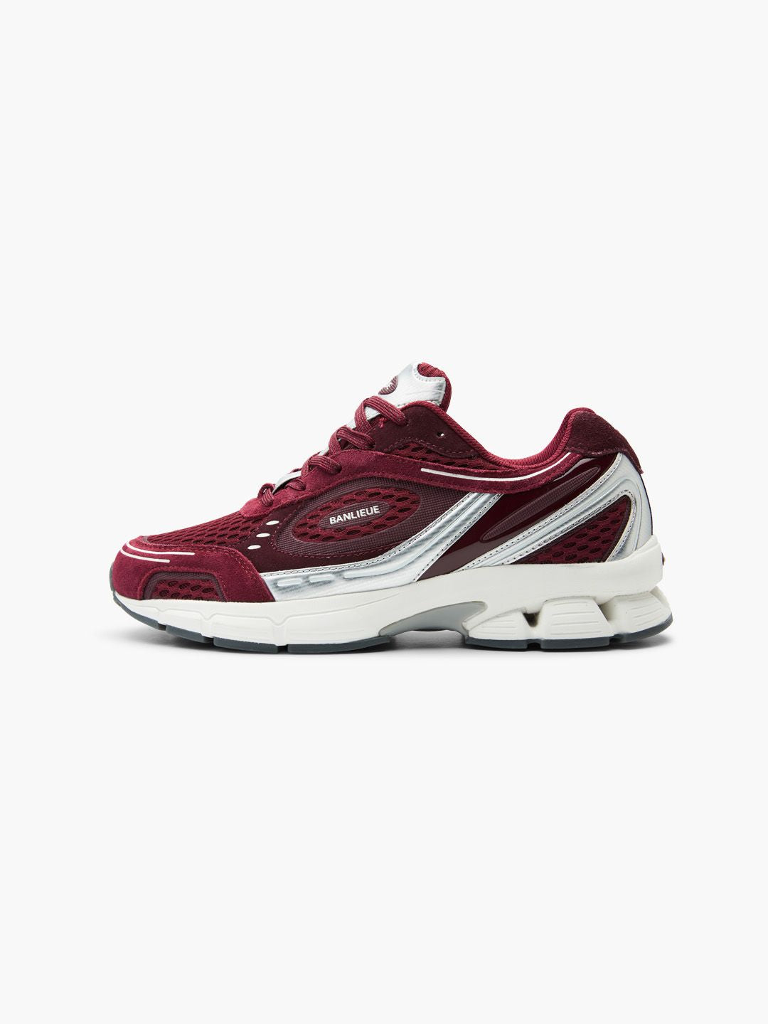 BANLIEUE SNEAKER (SUEDE) | BURGUNDY RED / METALLIC SILVER / CORE WHITE